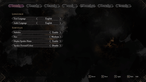 Settings screenshot of Clair Obscur: Expedition 33 video game interface.