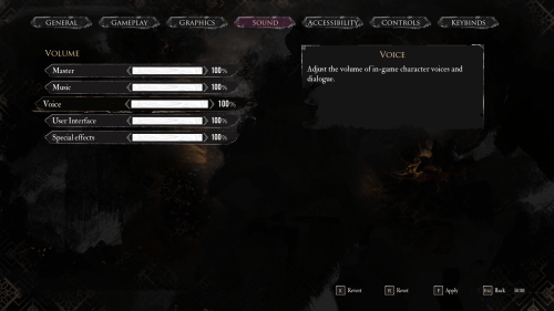 Sound screenshot of Clair Obscur: Expedition 33 video game interface.