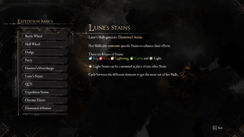 Tutorial screenshot of Clair Obscur: Expedition 33 video game interface.