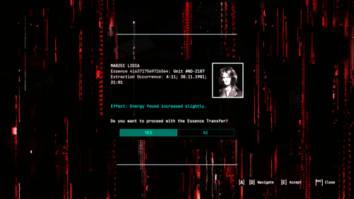 Confirmation screenshot of Cronos: The New Dawn video game interface.
