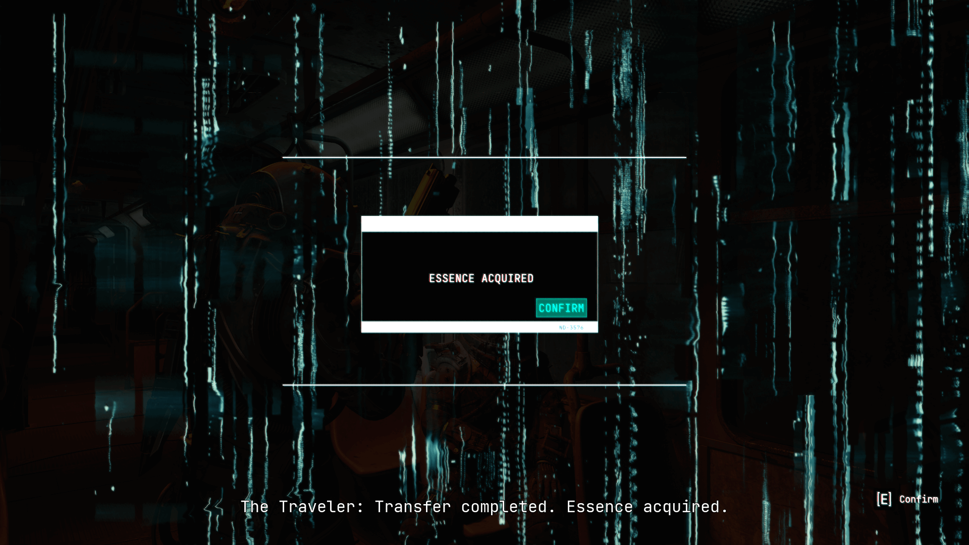 Confirmation screenshot of Cronos: The New Dawn video game interface.