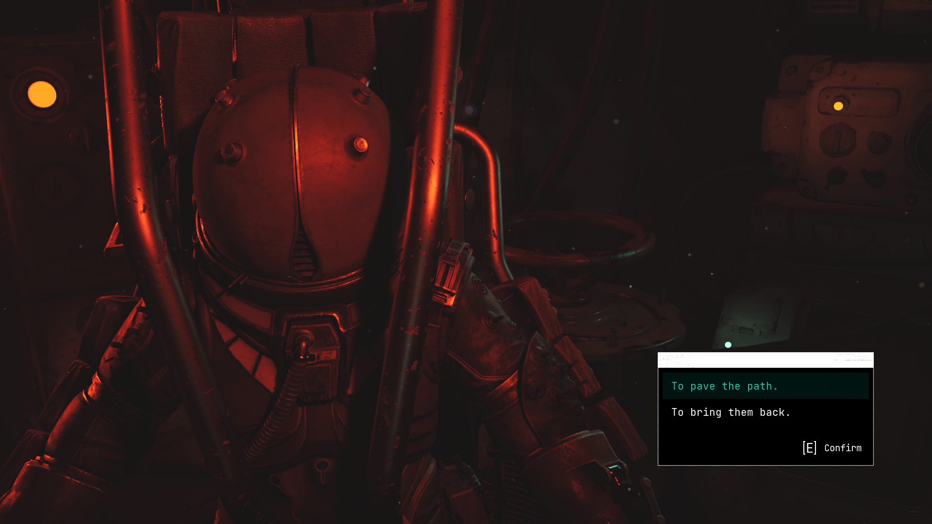 Dialogue screenshot of Cronos: The New Dawn video game interface.