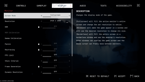 Display screenshot of Cronos: The New Dawn video game interface.