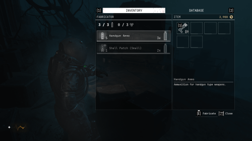 Inventory screenshot of Cronos: The New Dawn video game interface.