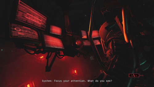 Subtitles screenshot of Cronos: The New Dawn video game interface.