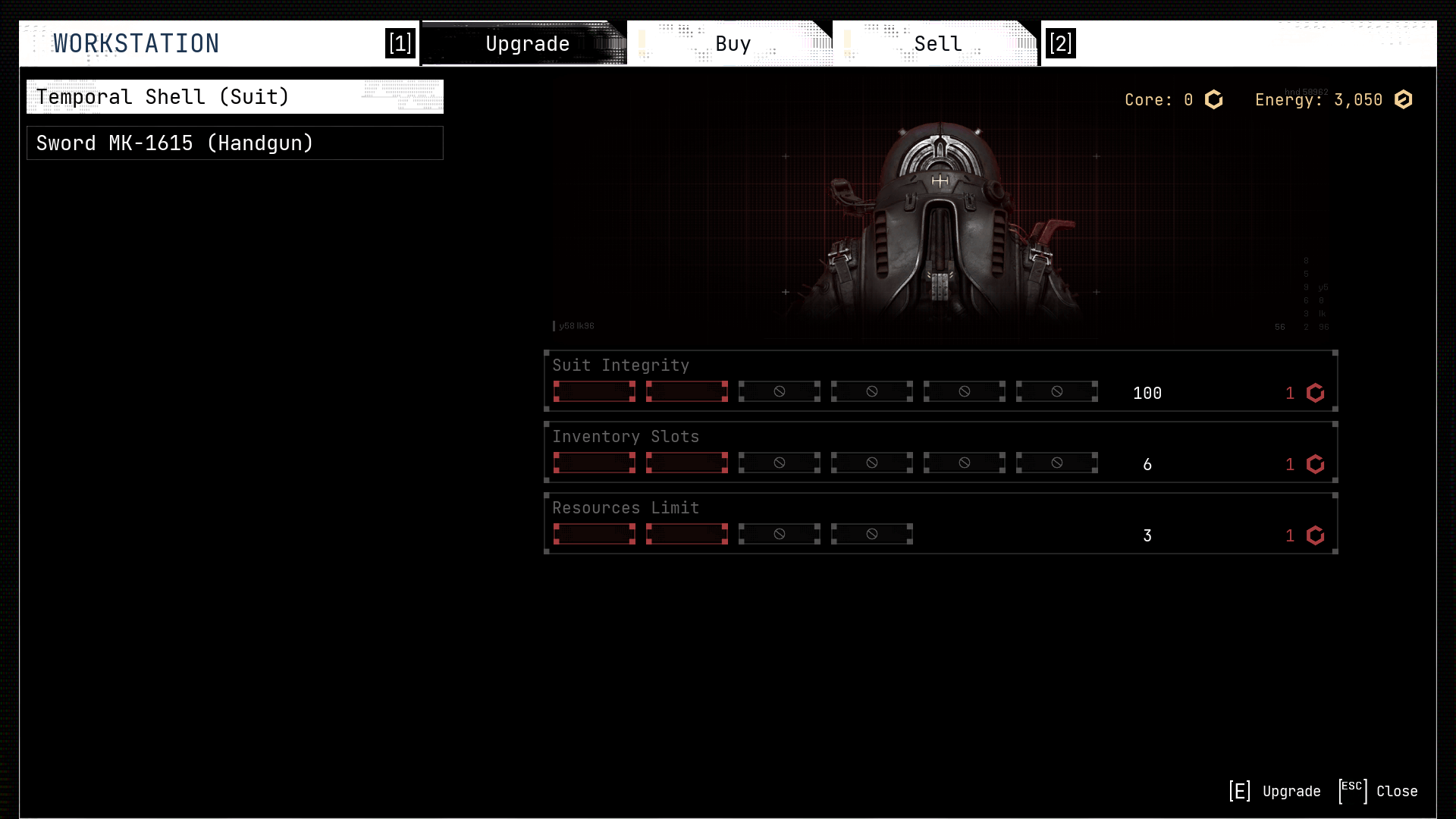 Upgrade screenshot of Cronos: The New Dawn video game interface.