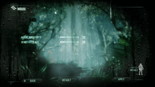 Mouse Sensivity screenshot of Crysis 3 video game interface.
