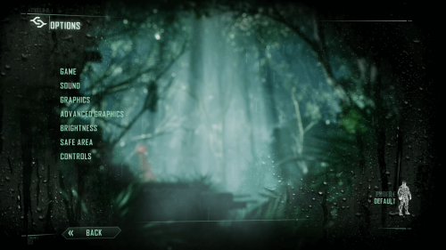 Options screenshot of Crysis 3 video game interface.