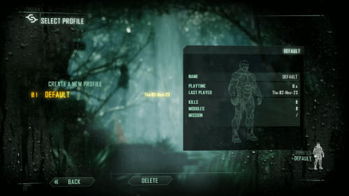 Profile screenshot of Crysis 3 video game interface.