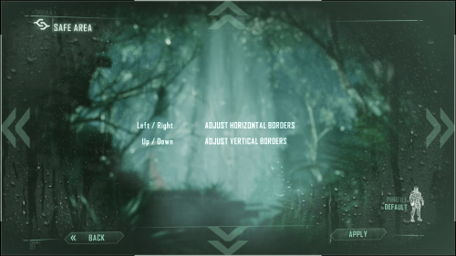Safe Area screenshot of Crysis 3 video game interface.