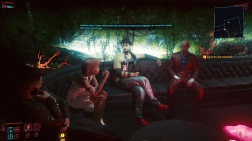Dialogue screenshot of Cyberpunk 2077 video game interface.