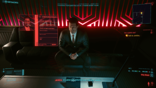 Employer stats screenshot of Cyberpunk 2077 video game interface.