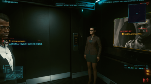 Entering a new area screenshot of Cyberpunk 2077 video game interface.
