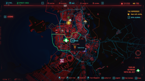 Gangs screenshot of Cyberpunk 2077 video game interface.