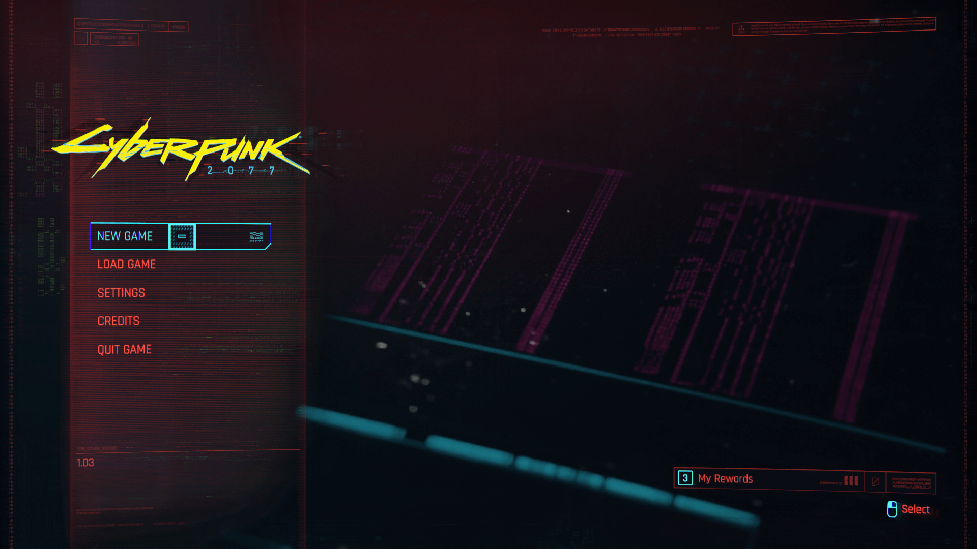 Cyberpunk 2077 Menu