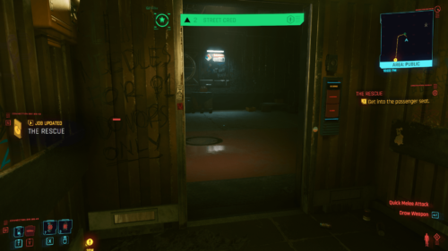Street cred screenshot of Cyberpunk 2077 video game interface.