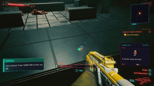 Take the inhaler screenshot of Cyberpunk 2077 video game interface.