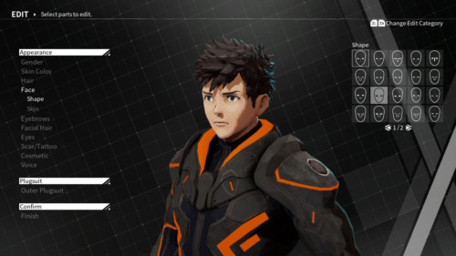 Select shape screenshot of Daemon X Machina video game interface.
