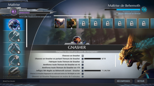 Mastery screenshot of Dauntless video game interface.