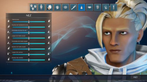 Nose personalization screenshot of Dauntless video game interface.