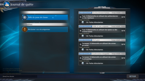 Quest log screenshot of Dauntless video game interface.
