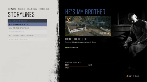 Storylines screenshot of Days Gone video game interface.