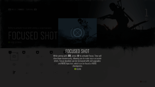 Skill Tree screenshot of Days Gone video game interface.