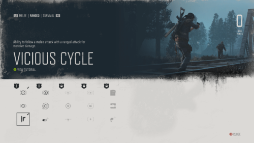 Skill Tree screenshot of Days Gone video game interface.