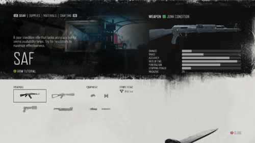 Inventory screenshot of Days Gone video game interface.