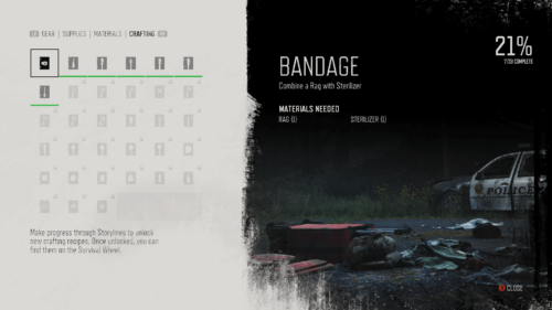 Inventory screenshot of Days Gone video game interface.