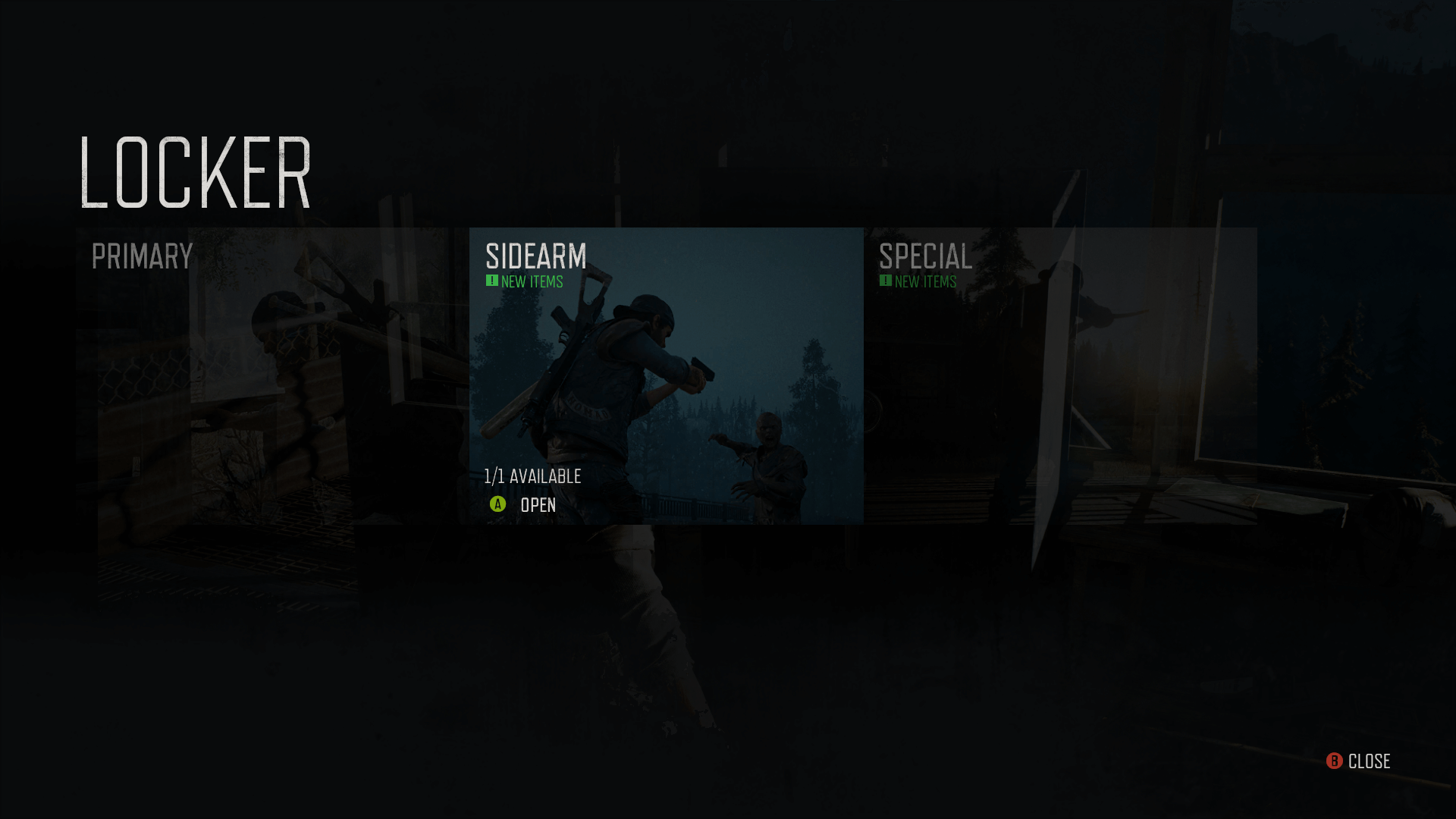 Storage screenshot of Days Gone video game interface.