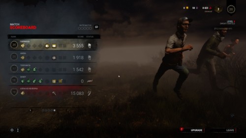 Match scoreboard screenshot of Dead by Daylight video game interface.