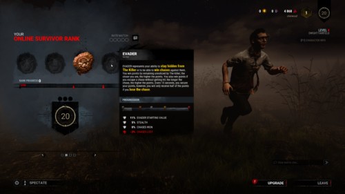 Online survivor rank screenshot of Dead by Daylight video game interface.