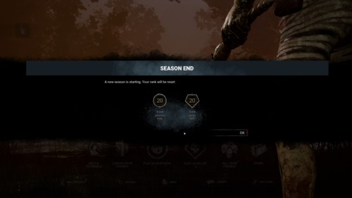 Season end screenshot of Dead by Daylight video game interface.