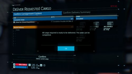 Confirmation screenshot of Death Stranding video game interface.