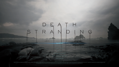 Main Menu screenshot of Death Stranding video game interface.