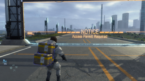 Notice screenshot of Death Stranding video game interface.