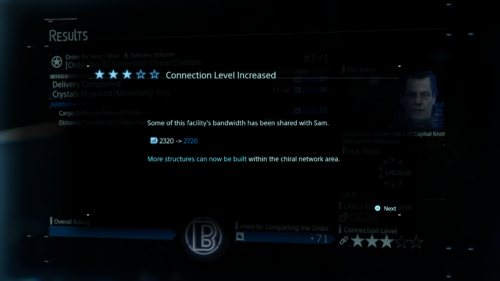 Results screenshot of Death Stranding video game interface.