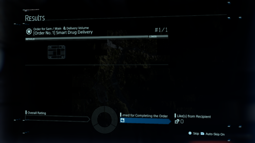 Results screenshot of Death Stranding video game interface.