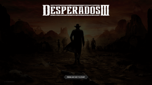 Press Any Key screenshot of Desperados III video game interface.