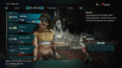 Devil breakers screenshot of Devil May Cry 5 video game interface.