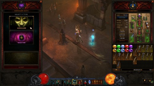 Select a nephalem rifts screenshot of Diablo III video game interface.