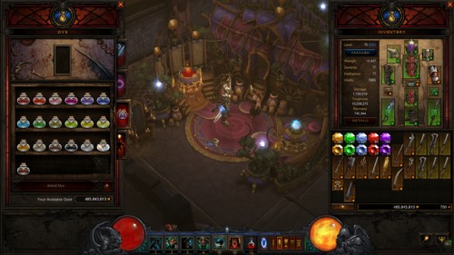 Select dye screenshot of Diablo III video game interface.