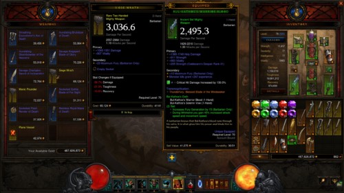 Sell item screenshot of Diablo III video game interface.