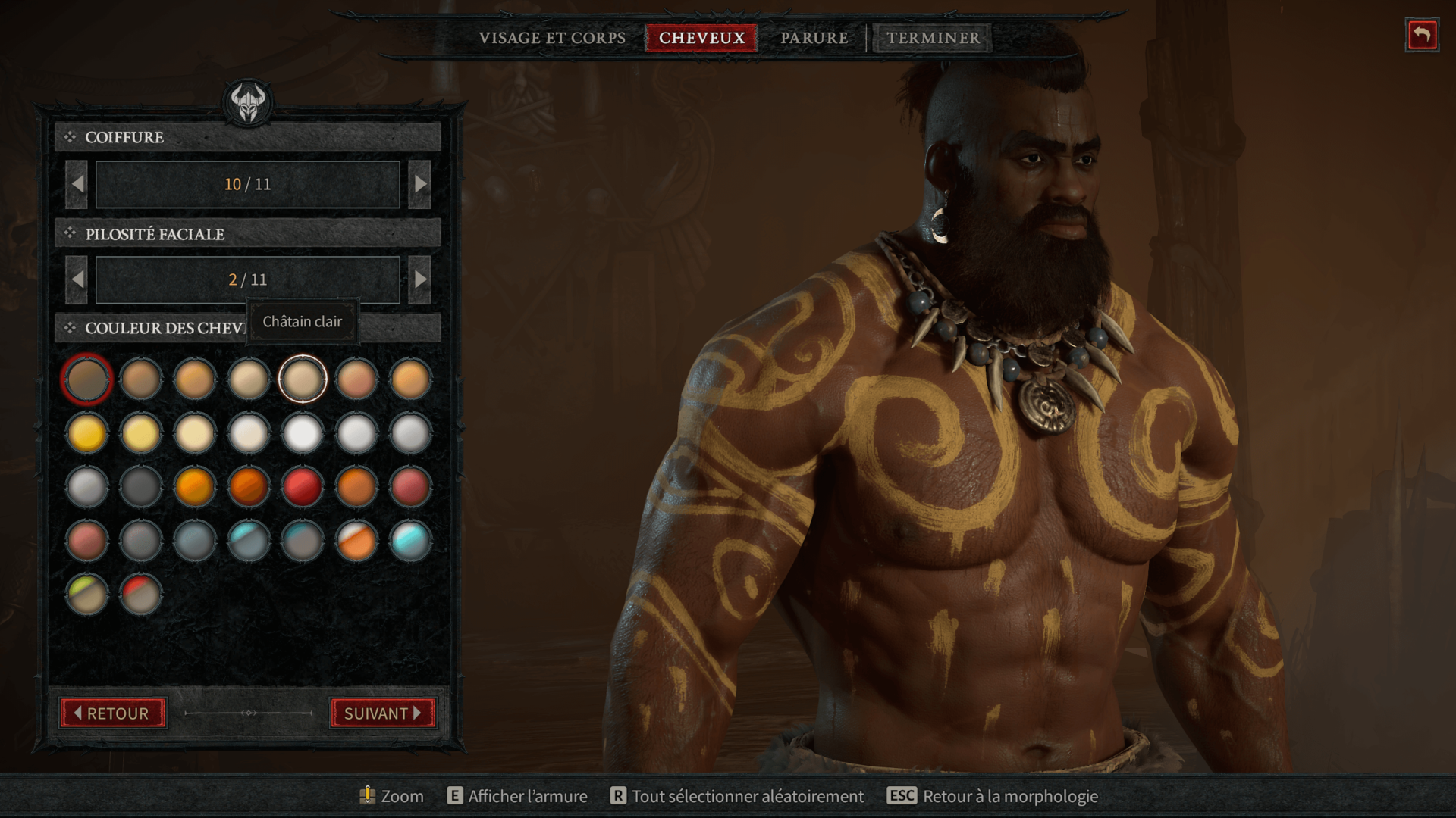 Customization screenshot of Diablo IV Beta video game interface.