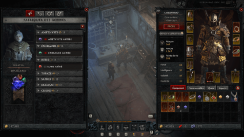 Jeweler screenshot of Diablo IV Beta video game interface.