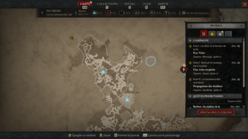 Map screenshot of Diablo IV Beta video game interface.