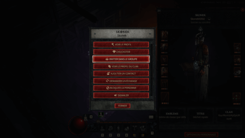Player Interaction screenshot of Diablo IV Beta video game interface.