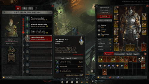 Potion screenshot of Diablo IV Beta video game interface.