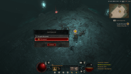 Quest Dialogue screenshot of Diablo IV Beta video game interface.
